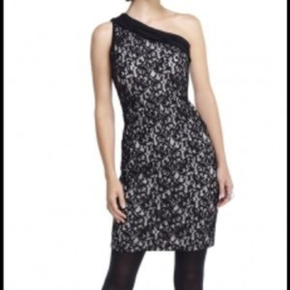 One Shoulder Black Lace Dress